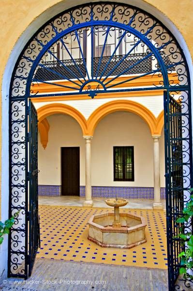 Stock photo of Courtyard Reales Alcazares Santa Cruz District City of Sevilla Andalusia