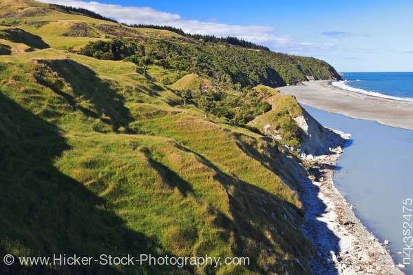 Stock photo of Scenic Shoreline Hurunui River Mouth East Coast New Zealand