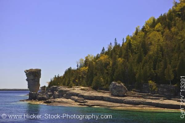 Stock photo of Sea Stack shoreline of Flowerpot Island in the Fathom Five National Marine Park Lake Huron Ontario