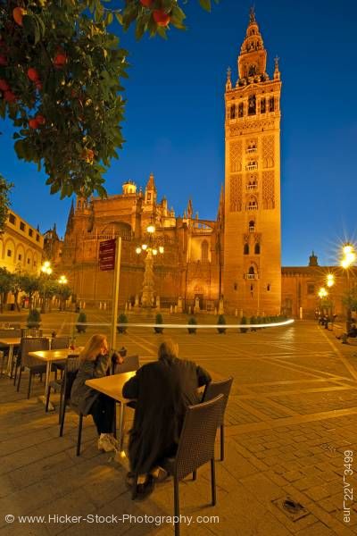 Stock photo of Seville Cathedral tower Santa Cruz District City of Sevilla Province of Sevilla Andalusia Spain