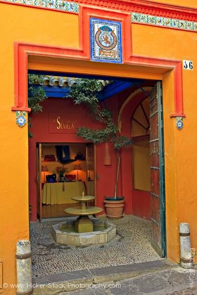 Stock photo of Shop entrance Santa Cruz District City of Sevilla Andalusia Spain