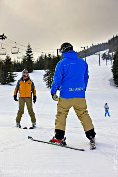 Stock photo of Ski Instructor and Student Whistler Mountain Whistler-Blackcomb Whistler British Columbia Canada