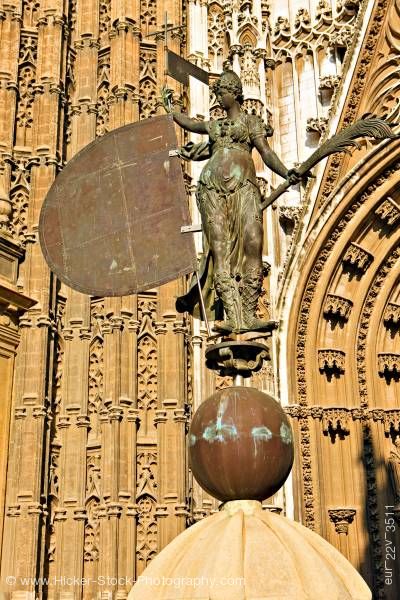 Stock photo of Statue of Faith Seville Cathedral Santa Cruz District City of Sevilla Province of Sevilla