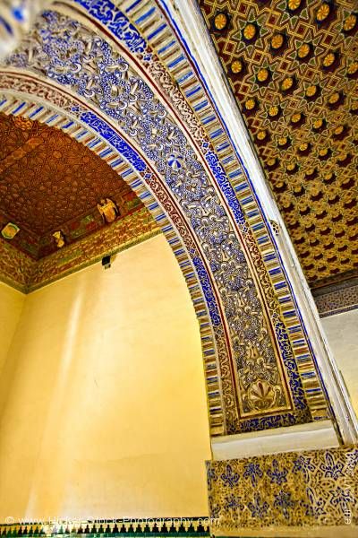 Stock photo of Archway ceiling Patio de las Munecas Palacio Mudejar Reales Alcazares UNESCO World Heritage Site