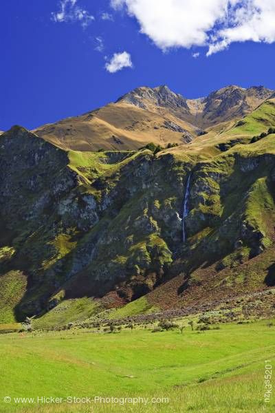 Stock photo of Waterfall Treble Cone Central Otago South Island New Zealand