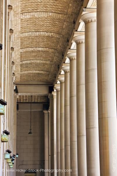 Stock photo of Historic Columns Architectural Detail Union Train Station Entrance Toronto Ontario Canada