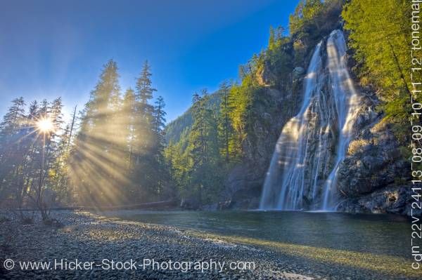 Stock photo of Beautiful Waterfall Virgin Falls Tofino Creek Clayoquot Sound