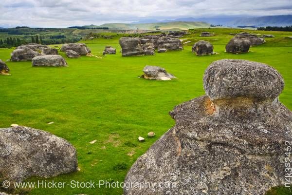 Stock photo of Landscape Elephant Rocks Waitaki Valley North Otago South Island New Zealand