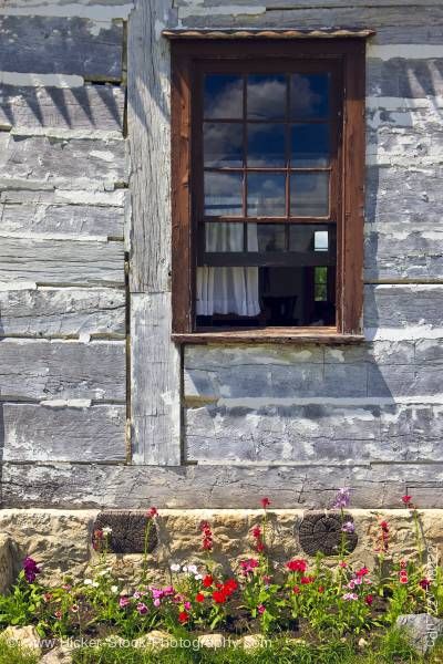Stock photo of Farm Managers house window at Lower Fort Garry in Selkirk Manitoba Canada